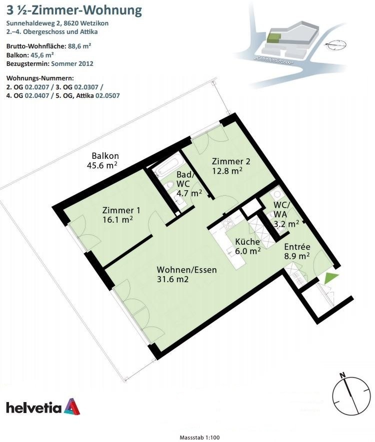 Rent a 3 ½ rooms attic flat in Wetzikon ZH Flatfox