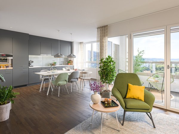 Visualisierung Nero Wohn-/ Essbereich & Küche