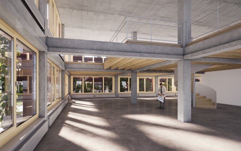 Mietfläche mit Zwischenboden und Mietflächen-interner Verbindungstreppe