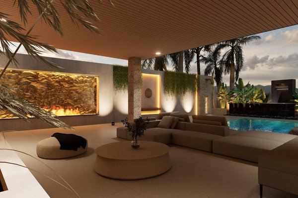 Gedeckte Terrasse beim Aussenpool