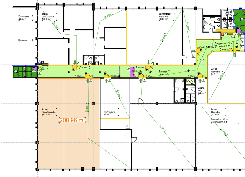 orange markierte Fläche