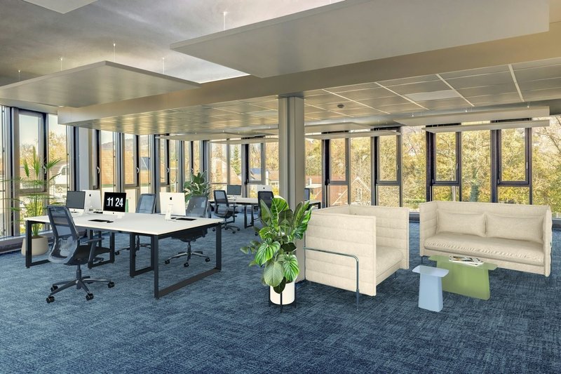 Grossraumbüro mit Möbel