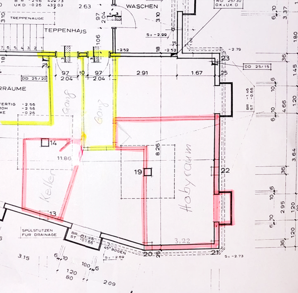 Kellerabteil und Hobbyraum