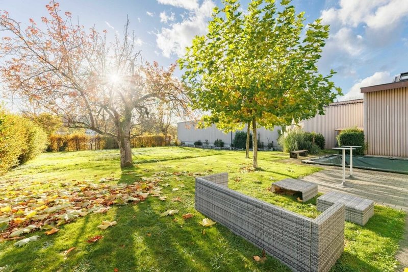 Die grüne Pracht hinter dem Gäbäude am Pool