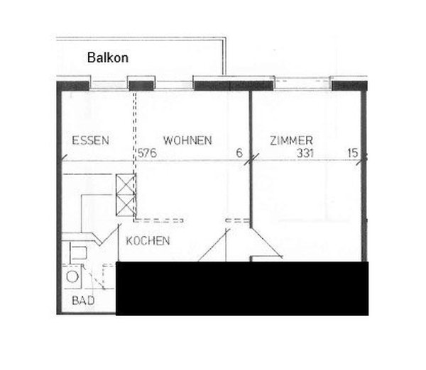 Grundriss 2 Zimmerwohnung