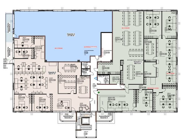 Grundrissplan (1. OG) Gewerbe 4 mit 277m2