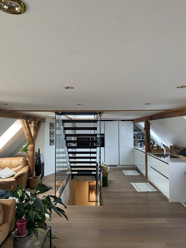 Living room / Kitchen / Rooftop access stairs