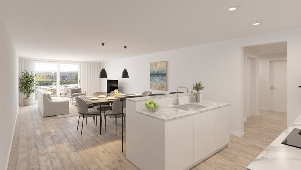 Eleganter Wohnbereich mit offener Küche