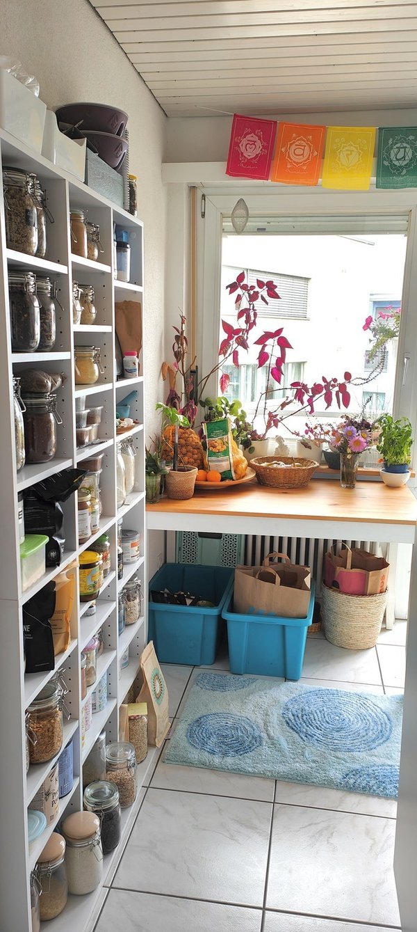 Küche mit Spülmaschine, Thermomix, Kühlschrank, kleinem Gefrierfach