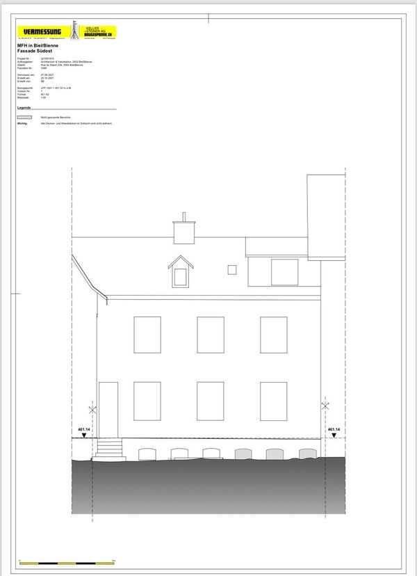 Plan CAO façade sud, entrée principale