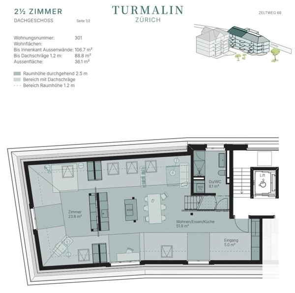 Grundriss Dachgeschosswohnung 301