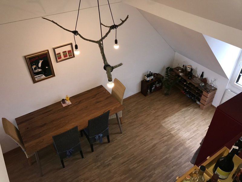 Von deinem oberen Stock auf die Küche