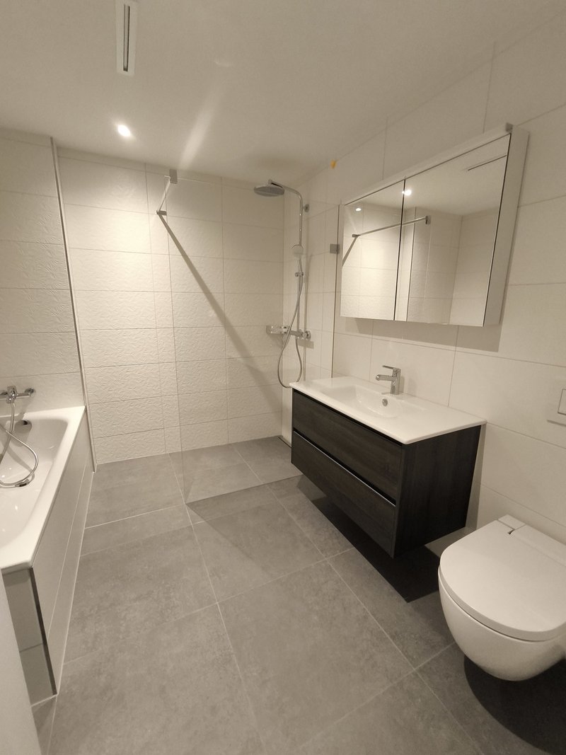 Wellnessoase mit Badewanne, Dusche und Dusche-WC