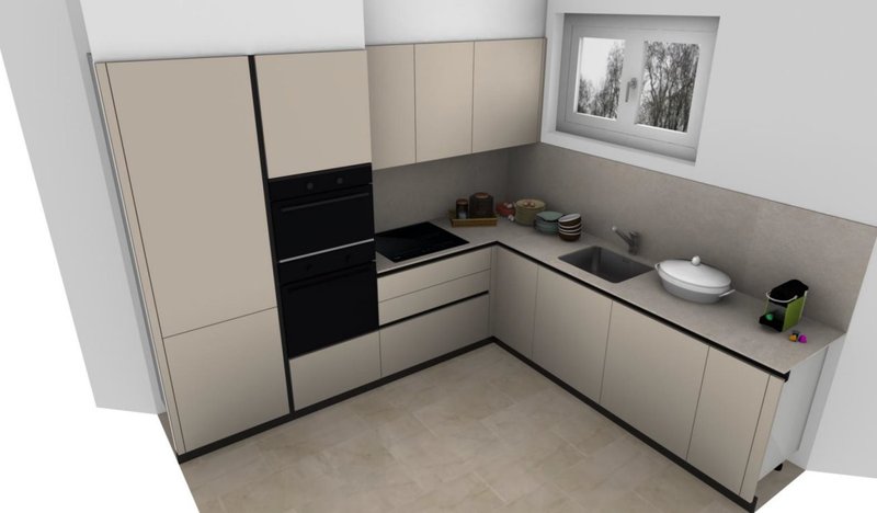 Die Küche wurde zur besseren Veranschaulichung visualisiert.