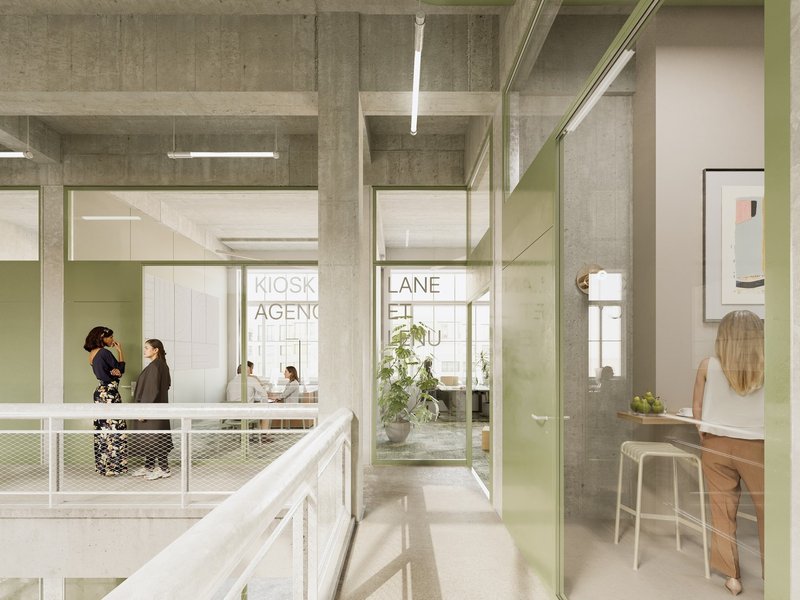 Galerie mit Blick in Büro West