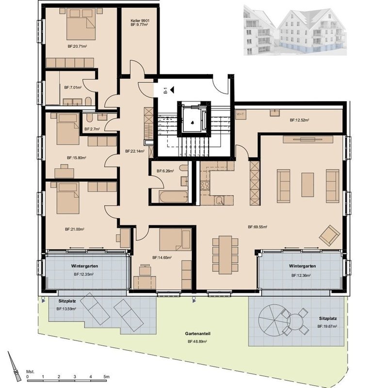 Grosszügiges Raumgefühl mit viel Platz!