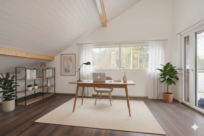 Grosses Zimmer mit separatem Eingang und Terrasse (Möbel visualisiert)