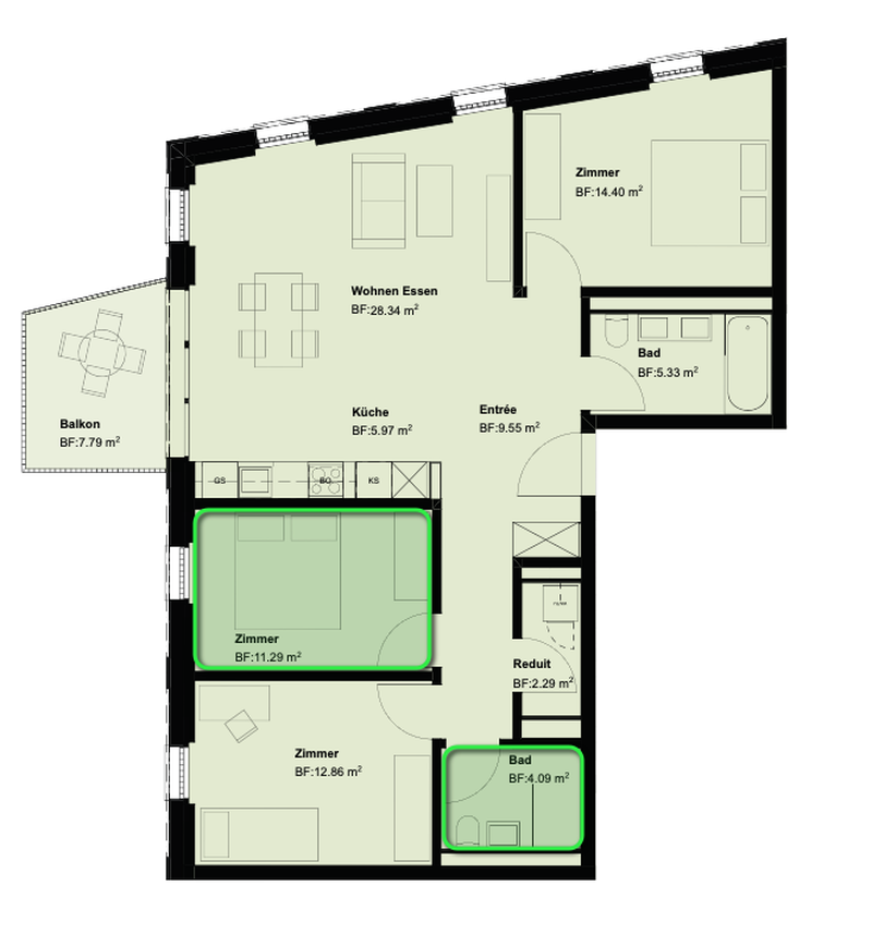 Grundriss (markiert - dein eigener Bereich)