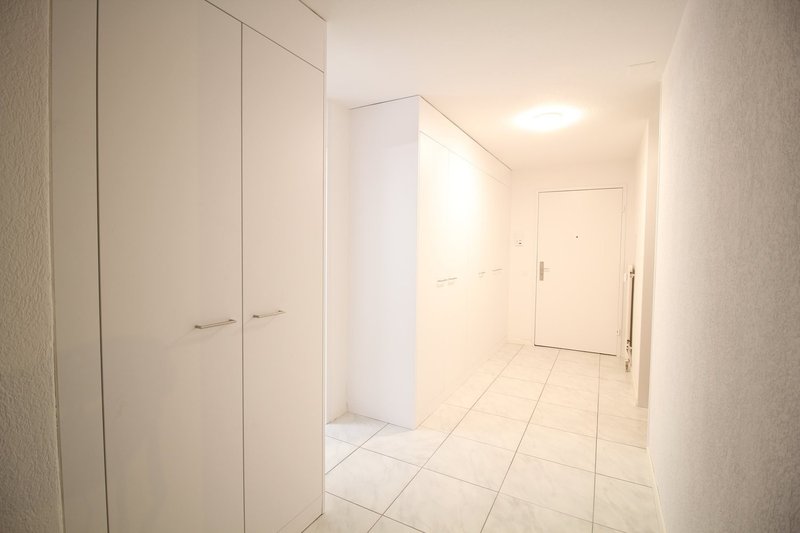 Eingang mit neuen Einbauschränken (Garderobe / Putzschrank / Tablarschränke)