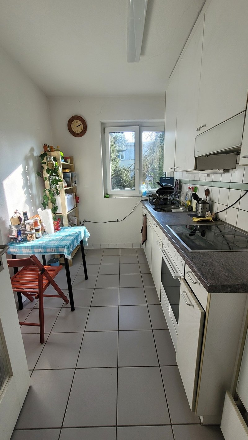 Kitchen. Equipped with all the utensils, microwave, oven, firdge, and one table to dine.