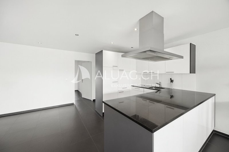 Moderne Küche mit Kochinsel, hochwertigen Geräten und viel Stauraum