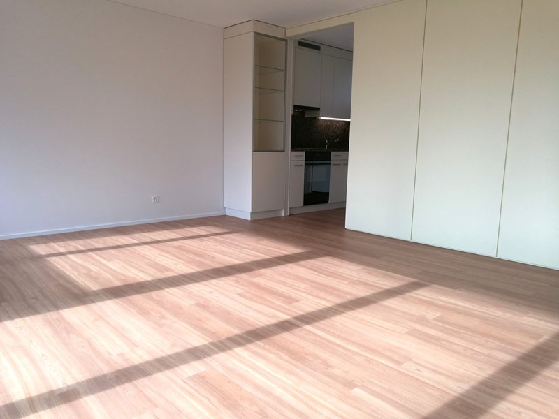 Blick vom Wohnzimmer zur Küche (mit Schiebetüre)