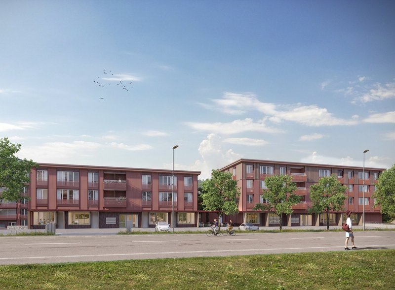 Aussenansicht mit Blick auf die Schaufenster